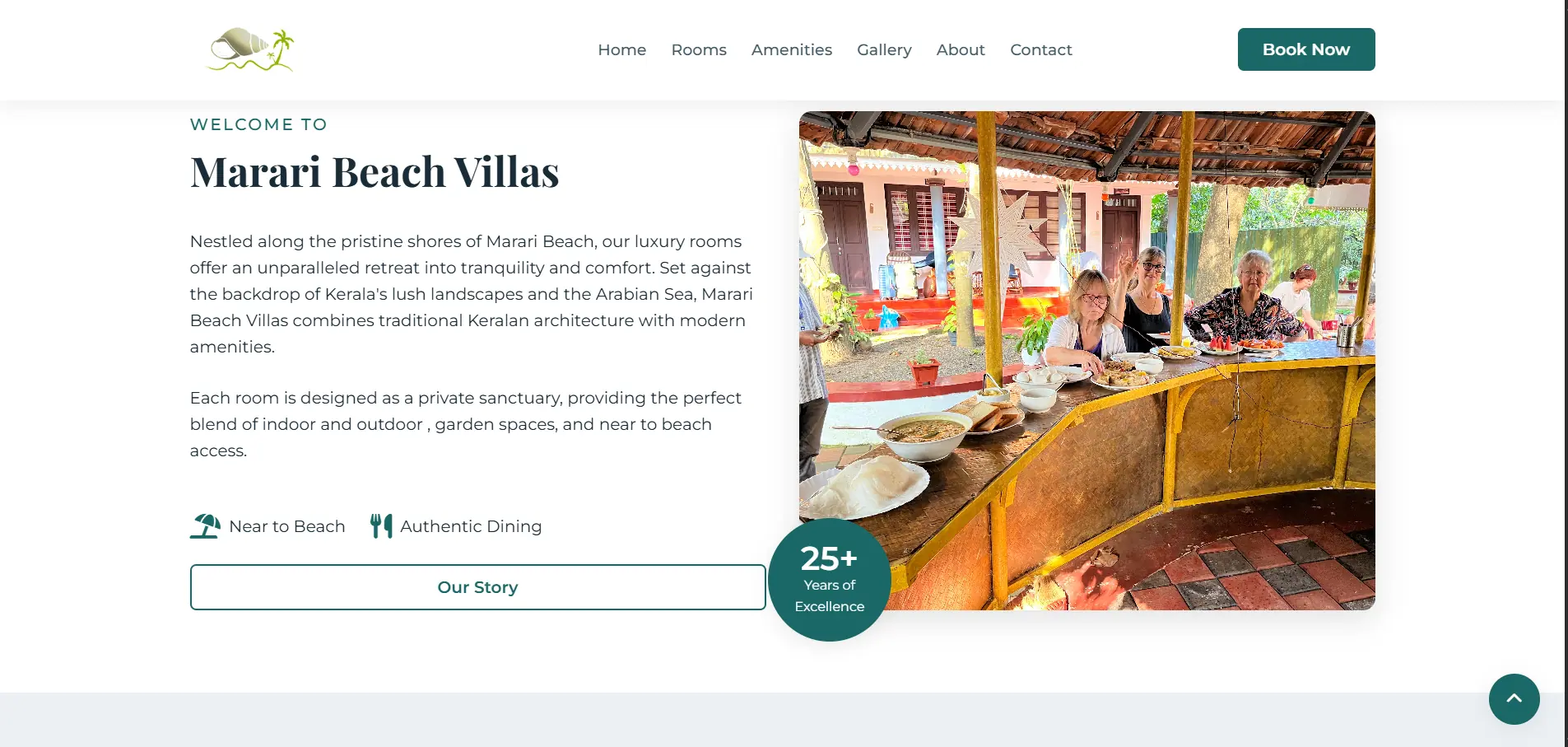 Marari Beach Villas website